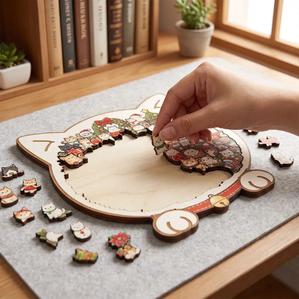 Cat Shaped Wooden Puzzle | Jigsaw Art | Holiday Gifting