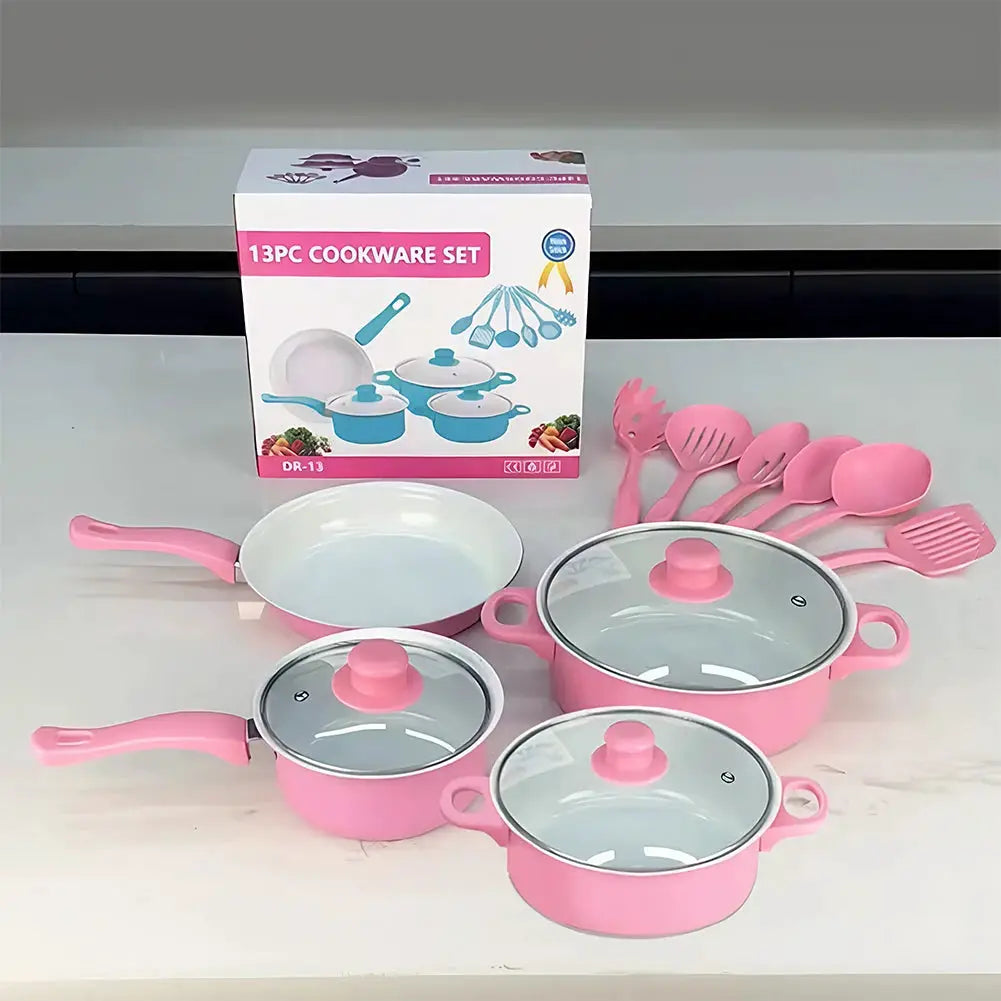 12-Piece Non-Stick Cookware Set Cooking Pot with Lid Milk Pot Maifan Stone Frying Pan Cooking Pot Set for All Hob from PriceLows™