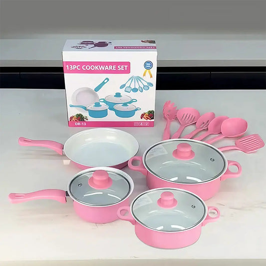 12-Piece Non-Stick Cookware Set Cooking Pot with Lid Milk Pot Maifan Stone Frying Pan Cooking Pot Set for All Hob from PriceLows™