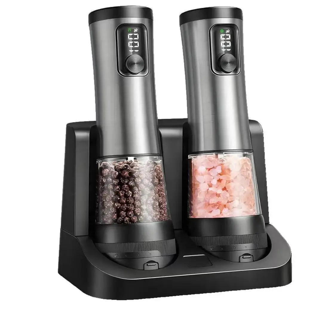 Electric Salt And Pepper Grinder Set | 5 Coarseness Levels | LED | One Handed