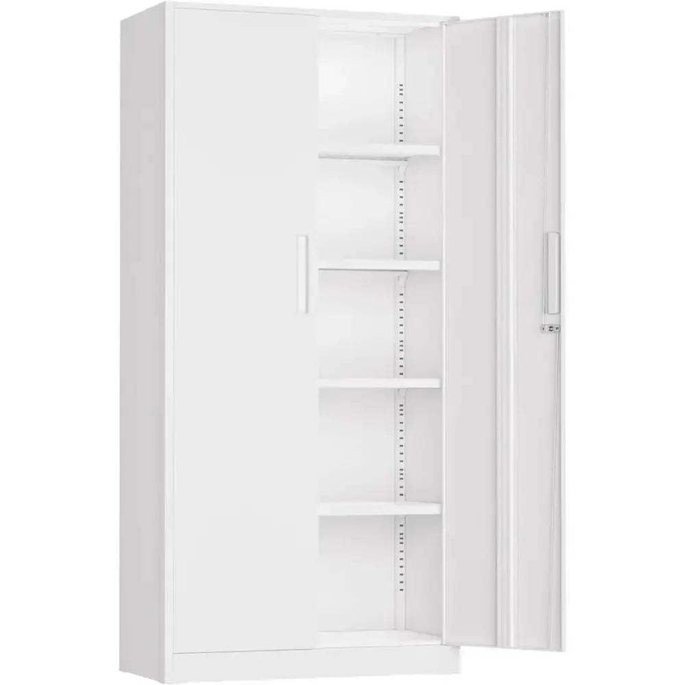 72 Inch Lockable Metal Storage Cabinet with Adjustable Shelves for Home, Office, Garage, and Pantry - White Narrow Size from PriceLows™