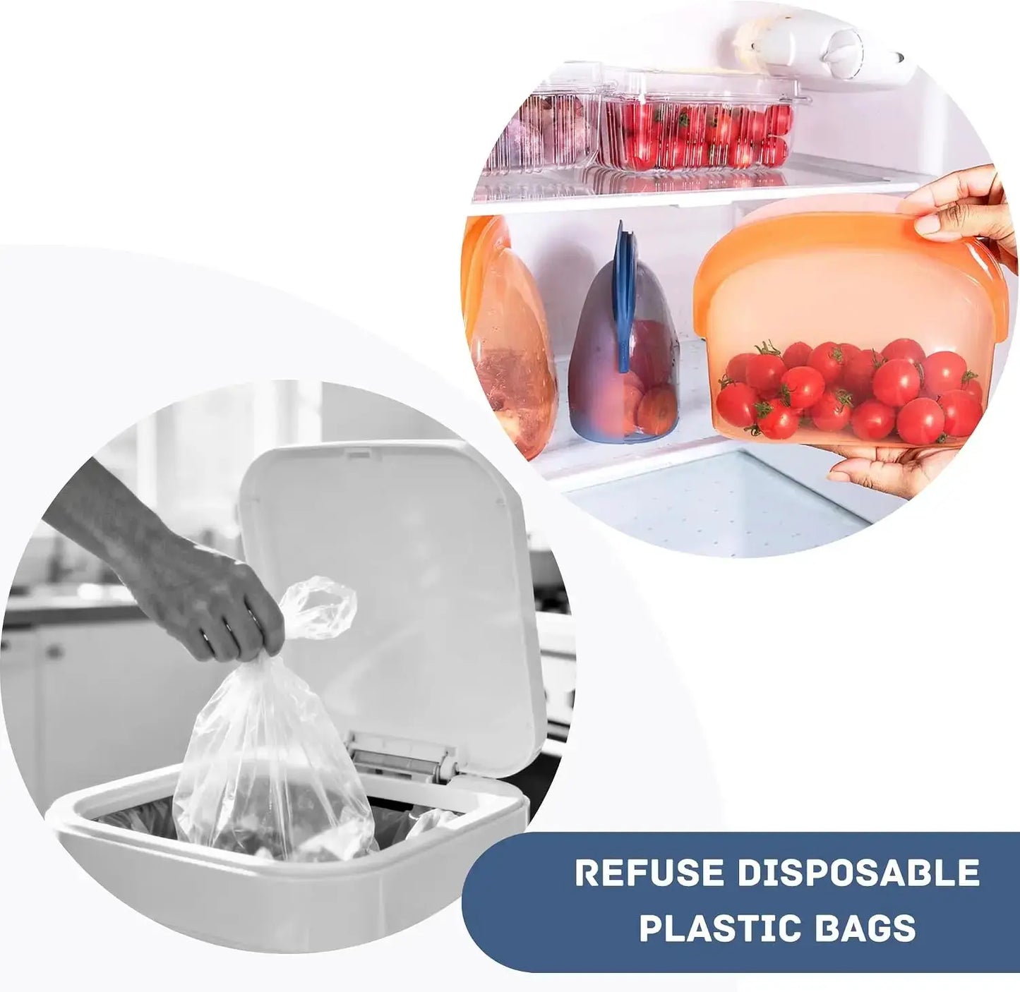 Reusable Silicone Food Storage Bags | 34oz/17oz | Leakproof Stand Up | Two Sizes