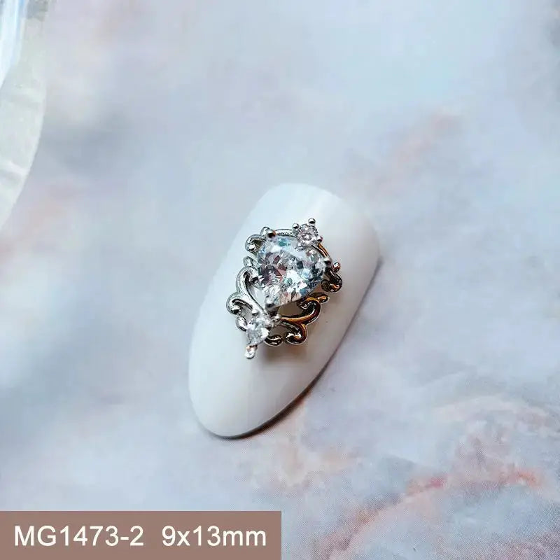 10pcs Valentine's Day Pink Love Heart Ribbon Zircon Metal Nails Jewelry Decorations Nail Art Accessories Charms Parts Supplies from PriceLows™