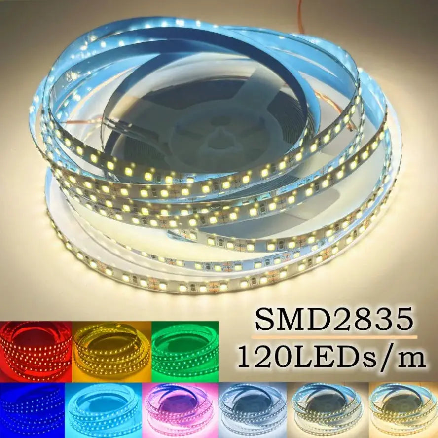 2835 LED Strip 120LEDs/m DC12V 24V Home Lamp Strip Decor Red Ice Blue Green Yellow Pink 2835 Flexible And Cuttable Soft Lamp Bar from PriceLows™