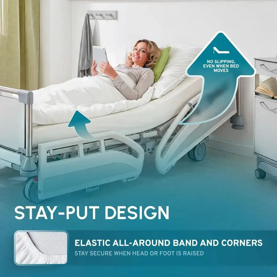 Classic Fitted Hospital Bed Sheets Set of 3, Cotton Fitted Sheet with 200 Thread Count, Soft Standard Sheets for Hospital Bed Si from PriceLows™