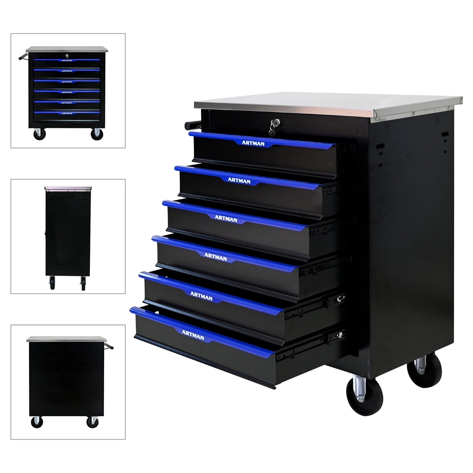 6-drawer rolling tool box cart,tool storage cabinet with 4 wheels,lockable tool trolley system,for garages,workshops,repair from PriceLows™