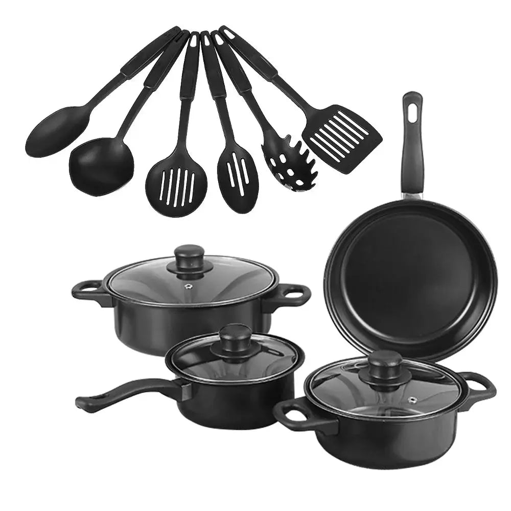 Kitchen Essentials 13pcs Refined iron Cookware Set Non-stick Frying Pan Multi-purpose Pan for Frying, Simmering and Stir-frying from PriceLows™