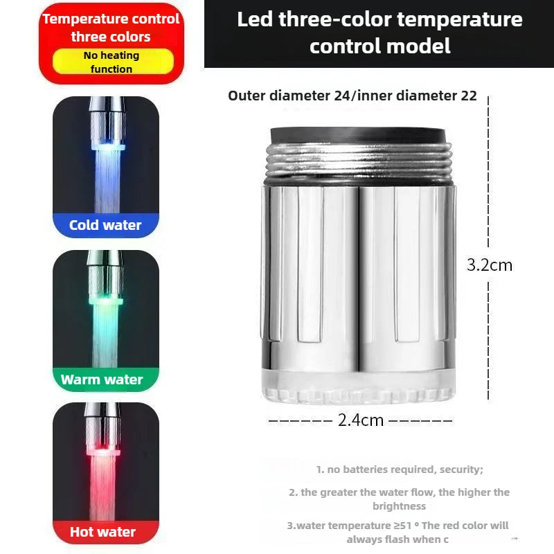 LED Faucet Extender | LED Temperature Sensor | 3-Color Light-Up | Universal Fit