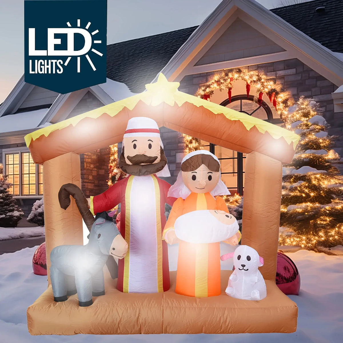 Inflatable Nativity Scene | 6 Ft Height | Led Lights | Garden Yard