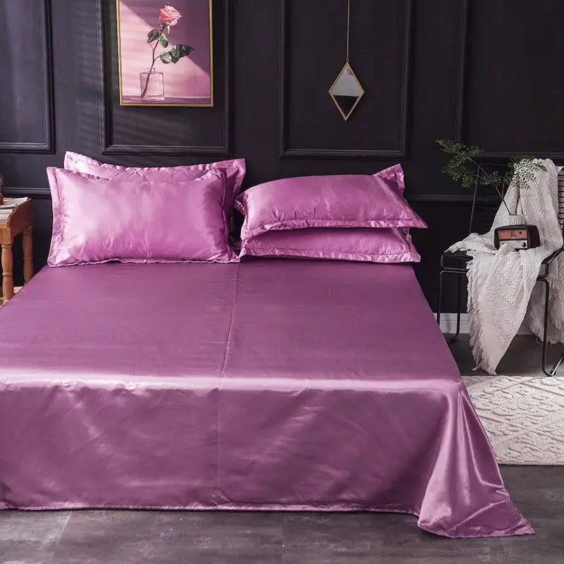 Satin Bed Sheets Set | Solid Color | Poly Cotton Blend | Single Twin Sizes