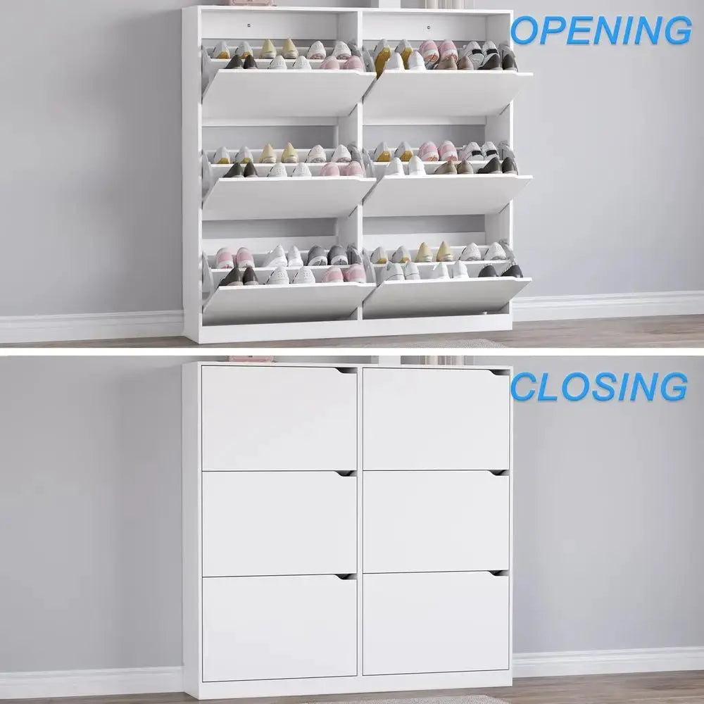 Shoe Cabinet with 6 Flip Drawers, Slim Narrow Shoe Storage Cabinet, Freestanding Shoe Organizer for Entryway, Hallway, Foyer from PriceLows™