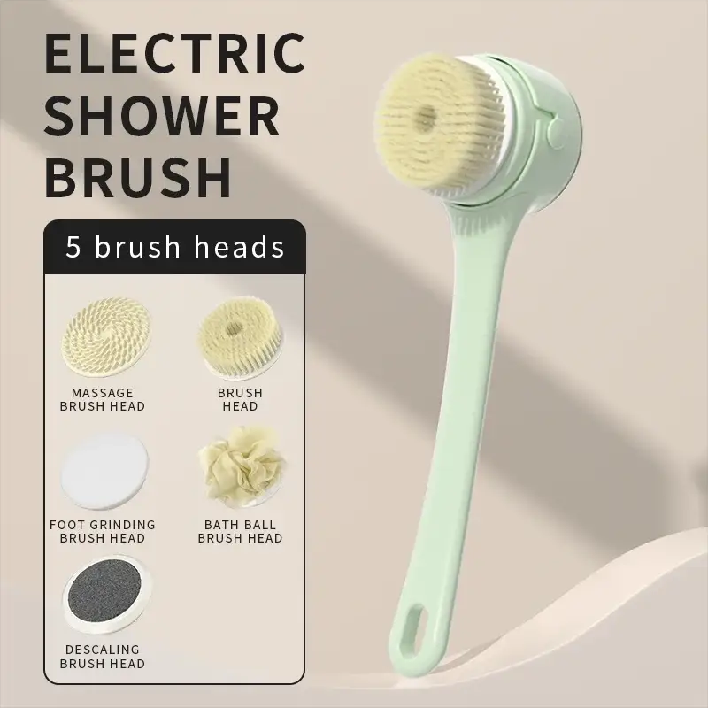 Electric Shower Cleaning Brush | 5 Heads | 3 Gears Spinning