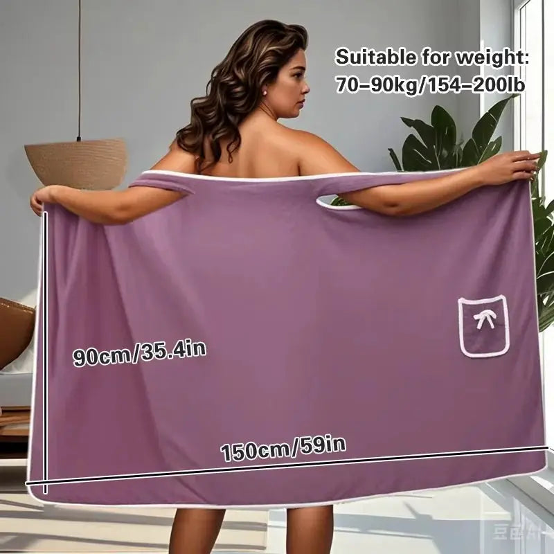 Women Bath Towel | Quick Dry Polyester | Wrap Style With Pocket | Plus Size