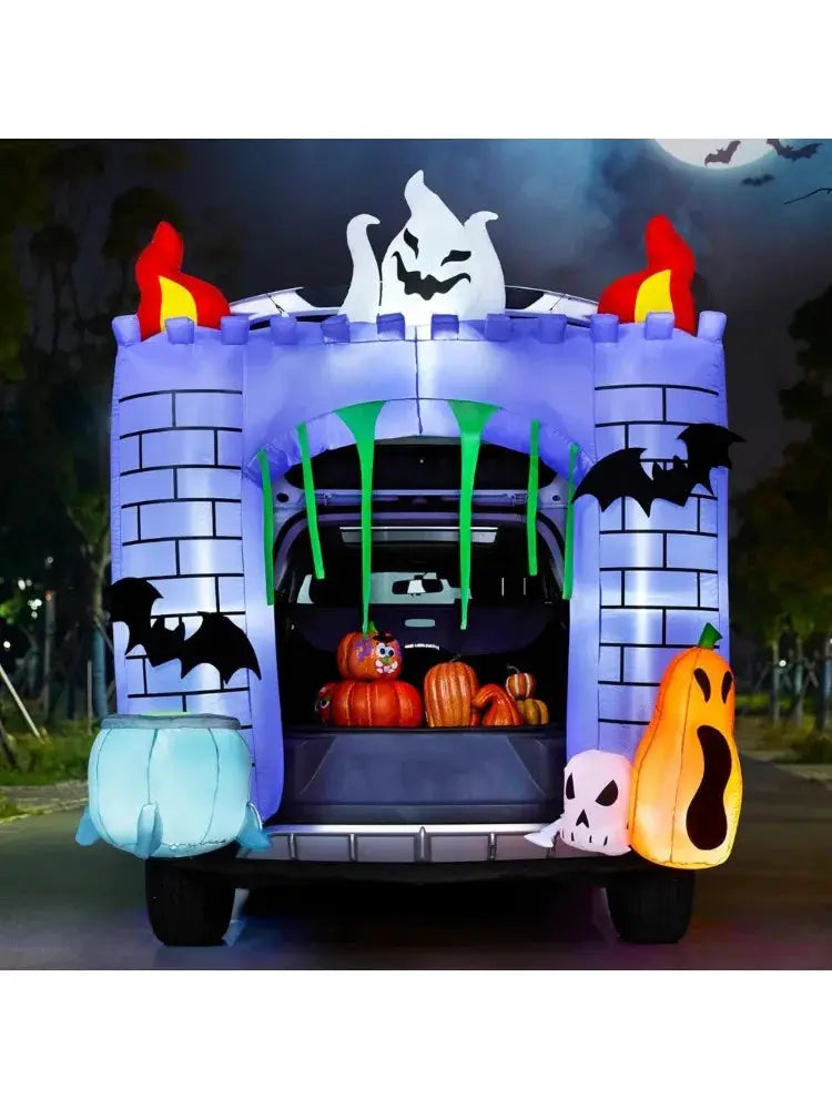 Haunted Castle Inflatables | 6 Ft Tall | Built In Led Lights | Outdoor