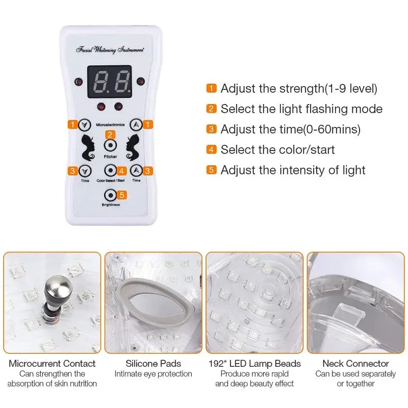 7 Colors Photon Therapy Led Facial Mask Skin Rejuvenation Tighten Acne Anti Wrinkle Korean Face Neck Beauty Spa Instrument from PriceLows™