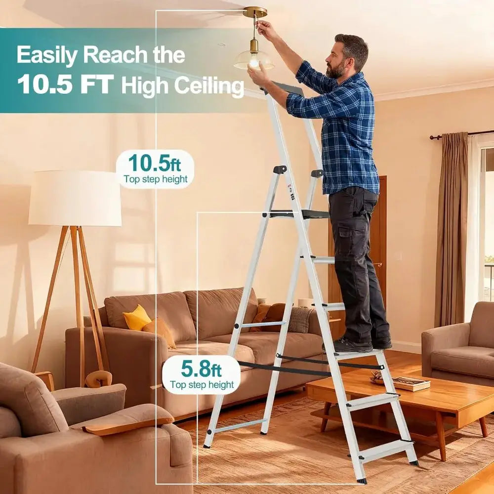 6 Step Ladder, 330lbs Folding Step Stool with Anti-Slip Wide Pedal Handrails, Aluminum Stool Ladders, Safety Household Ladder for Home Kitchen Courtyard Outdoor from PriceLows™