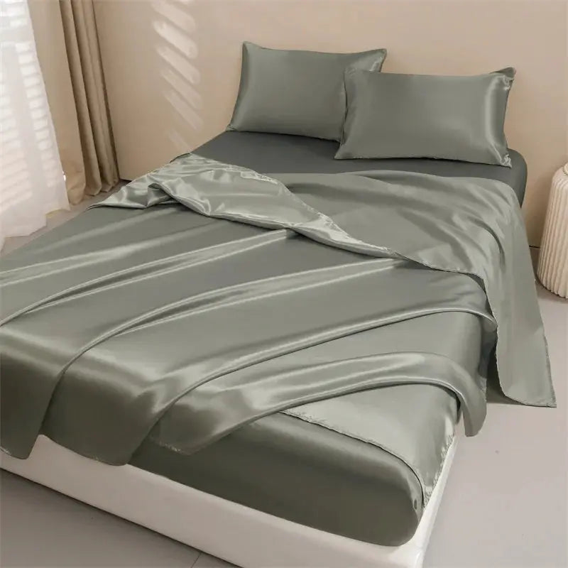 Satin Sheets | 4-Piece Set | Deep Pocket | Queen Size