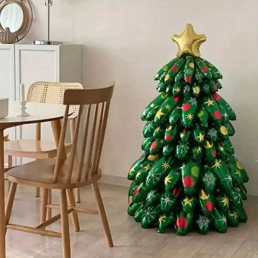 Christmas Tree Foil Balloons | 9 Pcs | 51 Inch Self Standing | Xmas Decor