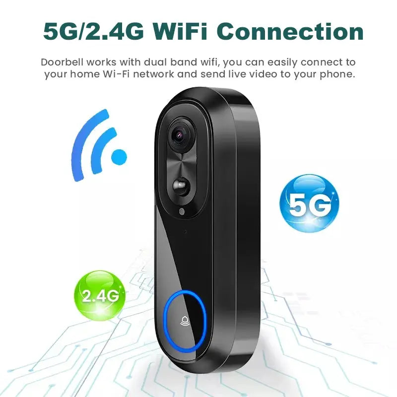 Smart Video Doorbell | 1080P WiFi Camera | Two Way Audio | 7000mAh Battery