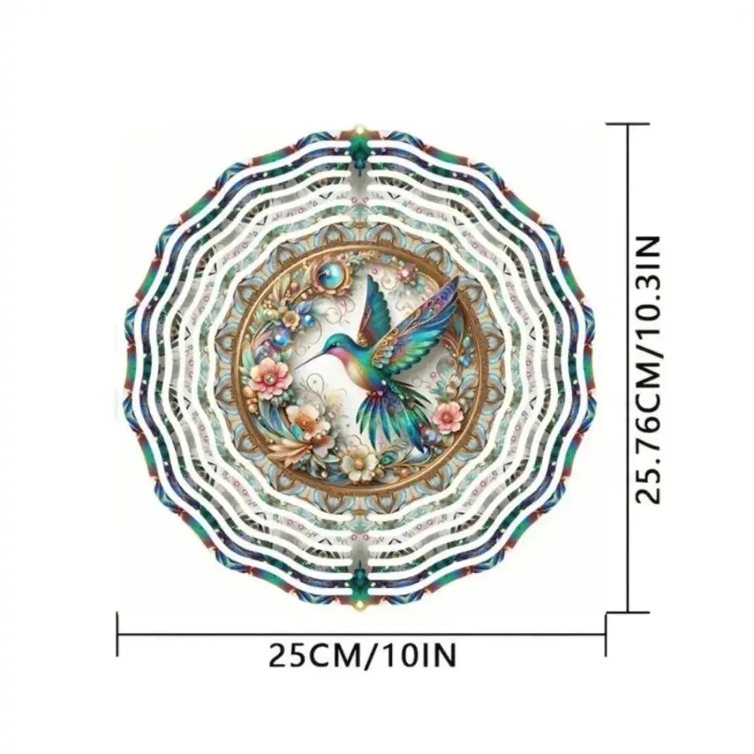 Vibrant Hummingbird Wind Chime - Floral Mandala Metal Spinner, Indoor Outdoor Decor for Yard & Balcony from PriceLows™