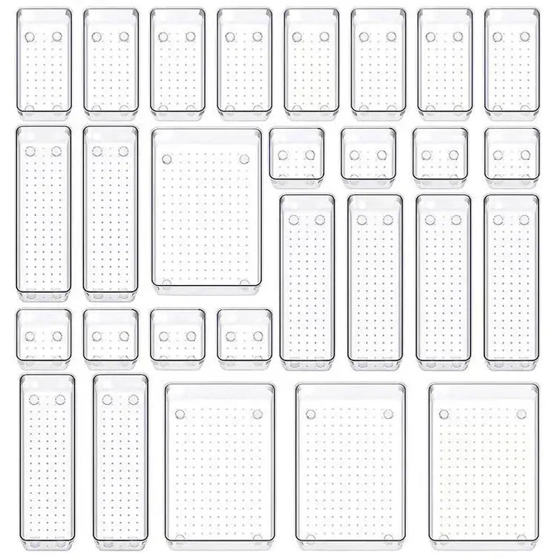 28 PCS Clear Drawer Organizers Set 4-Size Versatile Bathroom and Vanity Drawer Organizer Trays Storage Bins for Bedroom Kitchen from PriceLows™