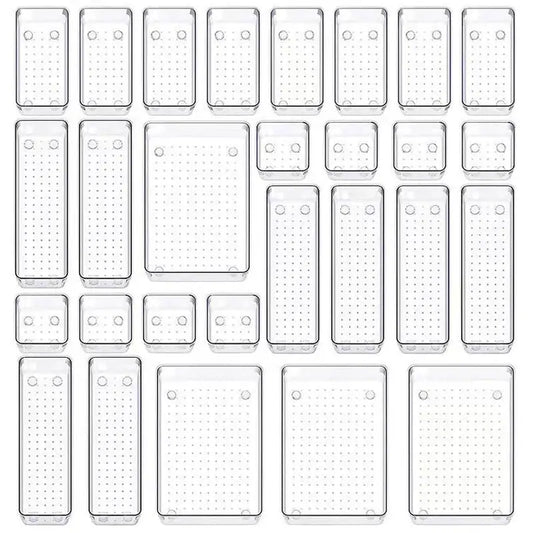28 PCS Clear Drawer Organizers Set 4-Size Versatile Bathroom and Vanity Drawer Organizer Trays Storage Bins for Bedroom Kitchen from PriceLows™