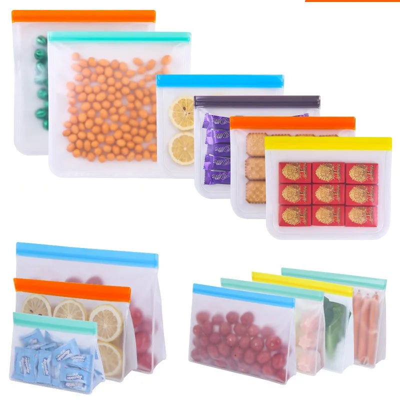 Reusable Silicone Food Storage Bags | Leakproof | Freezer Safe | 200 Pcs Lot