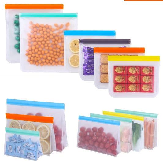 Reusable Silicone Food Storage Bags | Leakproof | Freezer Safe | 200 Pcs Lot