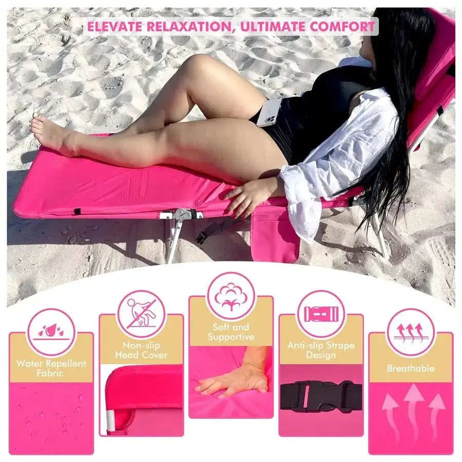 in 1 Women Comfort Backpack Tanning Beach Chair with Face Hole amp Cushion Portable Folding Lounge Sun Chair for Adults Outside from PriceLows™