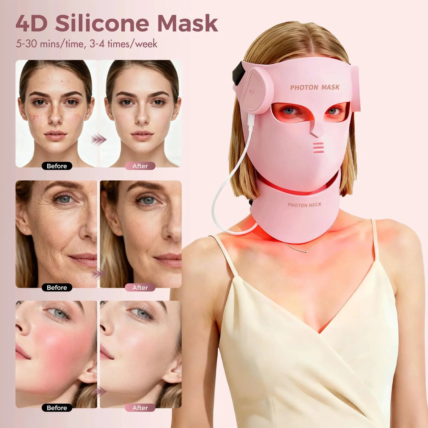 Soft Portable Led Facial Mask 8 Color LED Red Light Therapy for Acne Treatment Skin Rejuvenation Skin Care Face Mask from PriceLows™