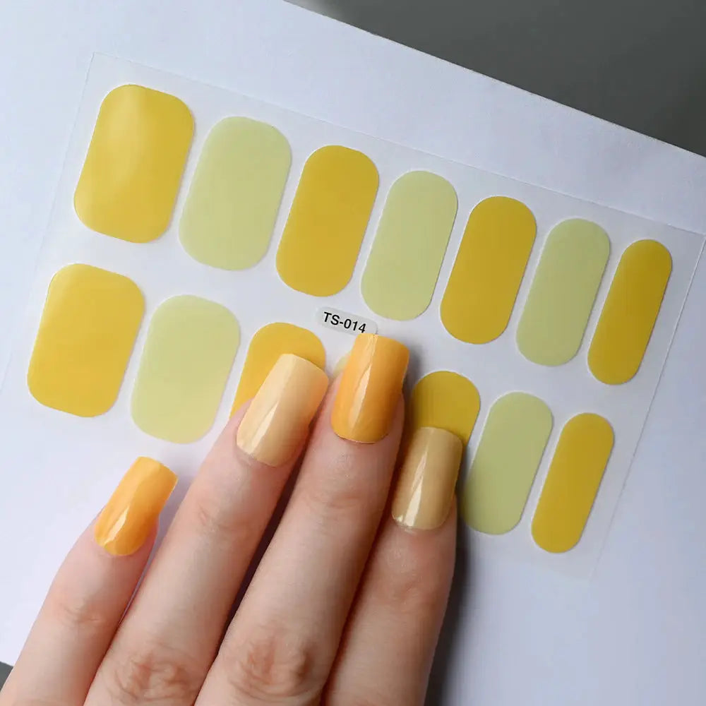 1Pcs Semi-Cured UV Gel Nail Sticker Pure Color Full Cover Waterproof Long-lasting Nail Strips 16Tips DIY Nail Polish Stickers *& from PriceLows™