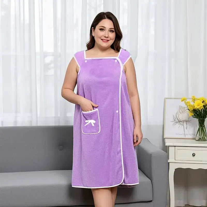 Women Bath Towel | Quick Dry Polyester | Wrap Style With Pocket | Plus Size