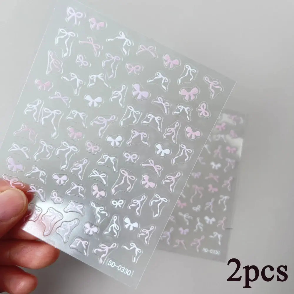 2Sheets French Gradient Line Nail Art Stickers 3D Self-Adhesive White+Black Slider Design Stencil Manicure Guides DIY Nail Decor from PriceLows™