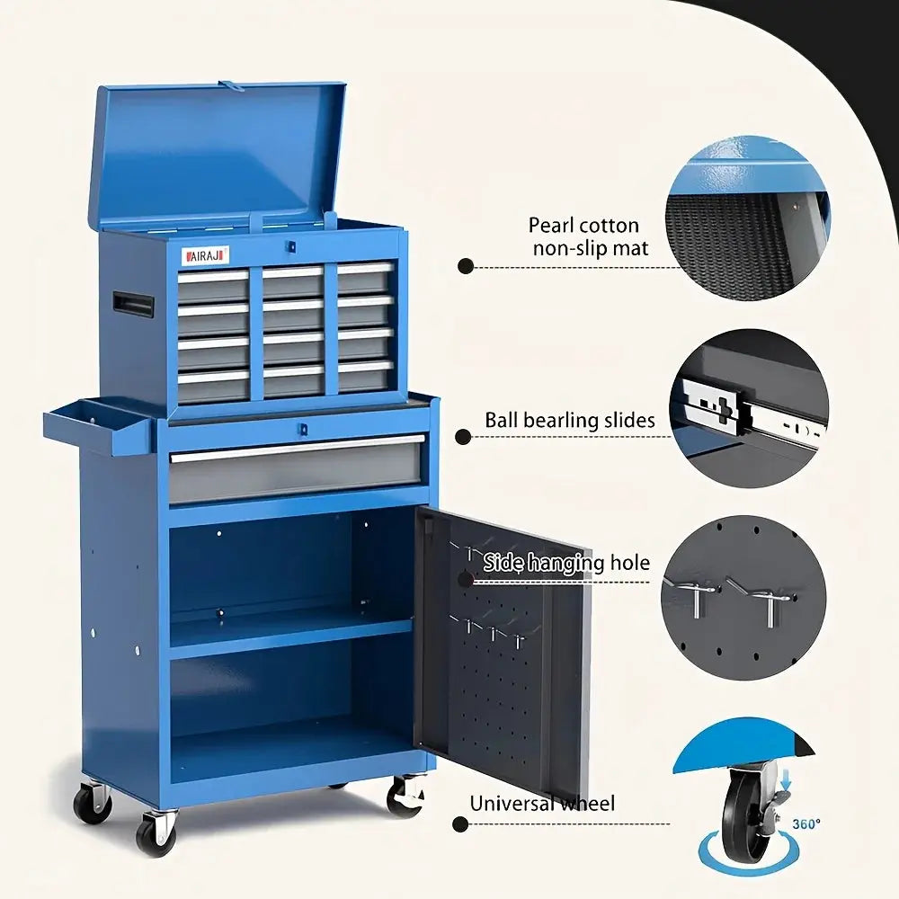 large 7-drawer toolbox, multi wheel rolling toolbox with 7 storage boxes and hooks, large capacity, easy to store parts, can be used in workshops such as garages. from PriceLows™