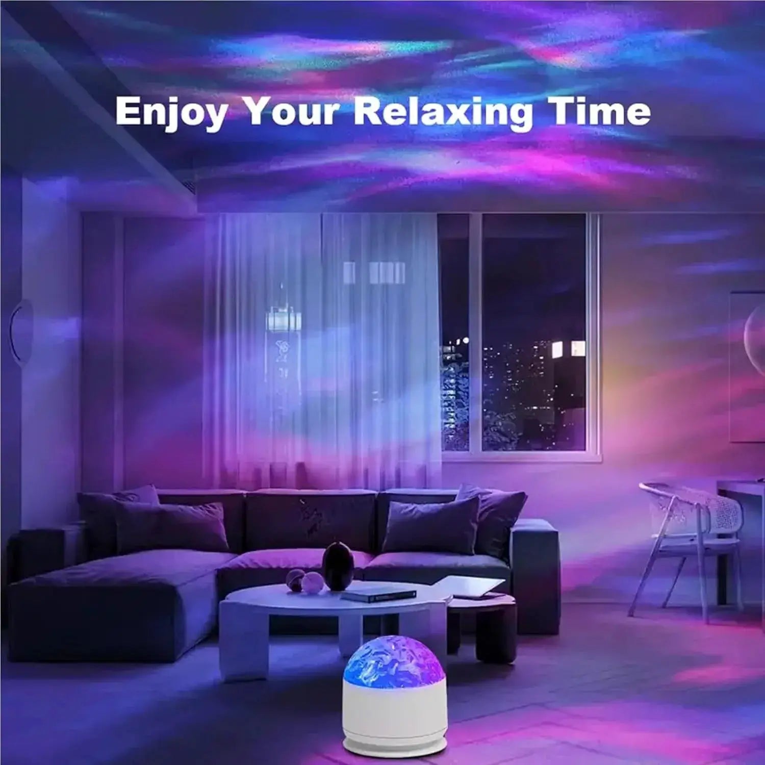 Light, Rotating Water Pattern, Plastic Build, Bedroom Dynamic Night Lamp for All, Ocean Wave Projector, Flame Romantic Ambiance with Remote, 15 Color Patterns,Projects Water Ripple Effects onto Walls from PriceLows™