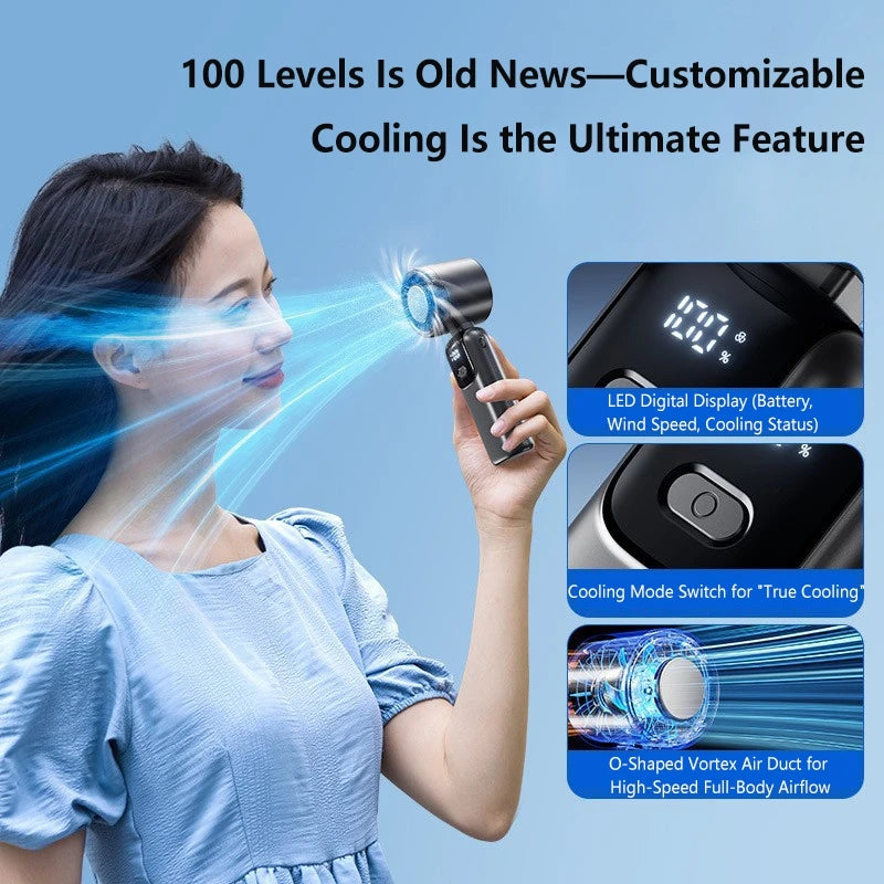 Lenovo Portable Fan | 100 Speed Levels | Foldable Design | One Size