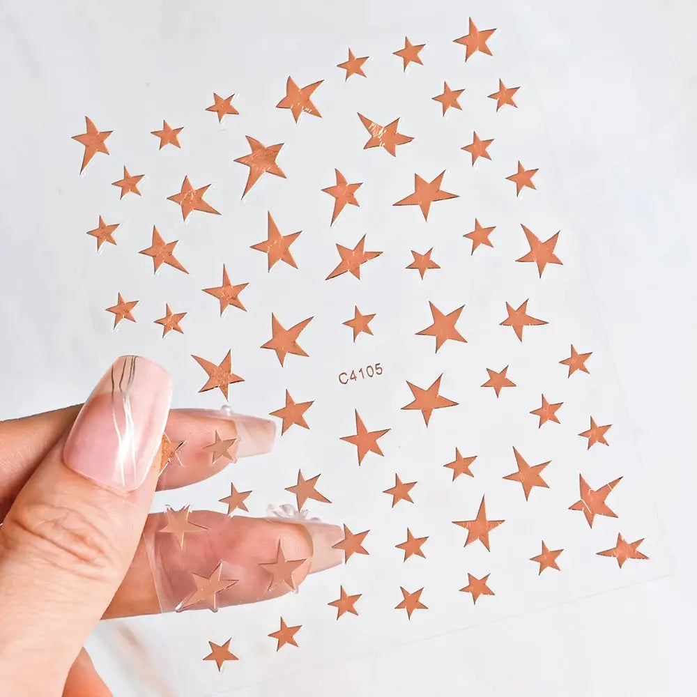 3D Bronzing Laser Silver Irregular Star Nail Decals Metallic Effect Silver Pentagram Nail Decals Adhesive Nail Art Star Stickers from PriceLows™