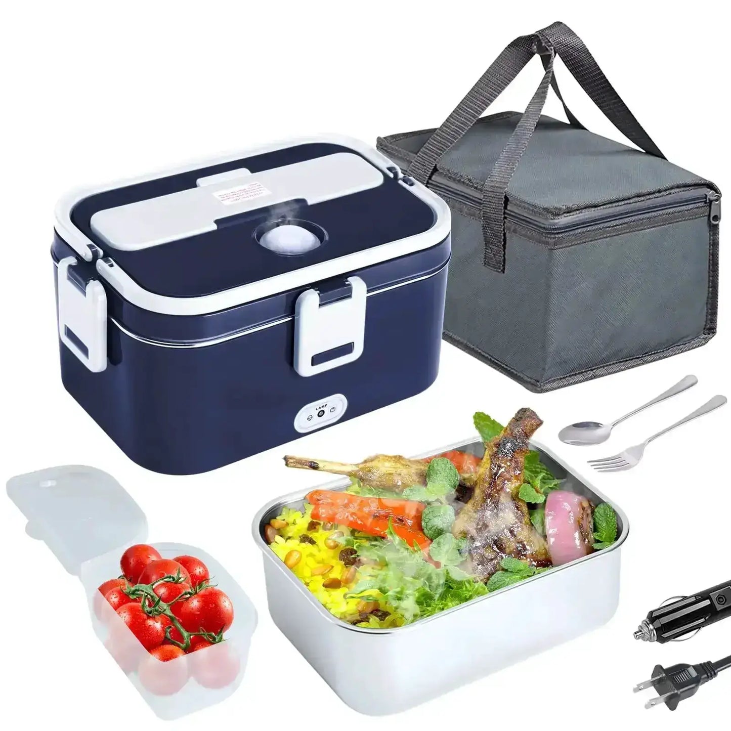 1.8L Electric Lunch Box 60W Food Heated 12V-24V 2-In-1 Portable Food Warmer Heater for Car/Truck/Home Self in-car Heating Box from PriceLows™