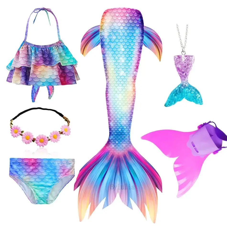 Girls Swimming Mermaid Tail Mermaid Costume Dress Cosplay Christmas Birthday Gift Swimsuit Can Add Monofin Fin Halloween Costume from PriceLows™