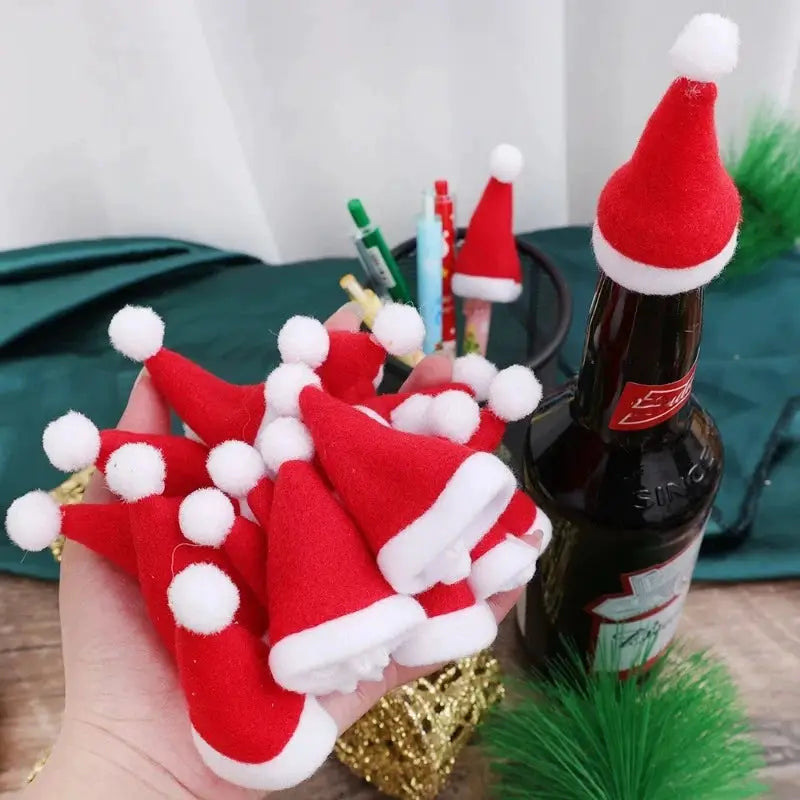 Mini Santa Hats | Single Sided Velvet | Size 7 By 4 Cms