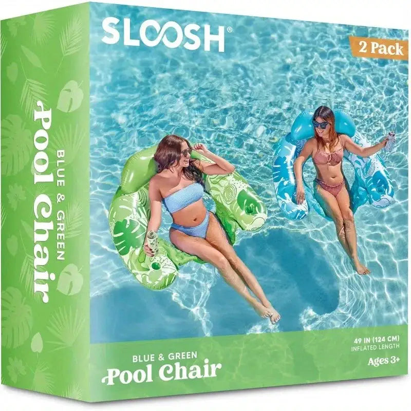 Inflatable Pool Chairs | Headrest Comfort | Cup Holders | 2 Pack