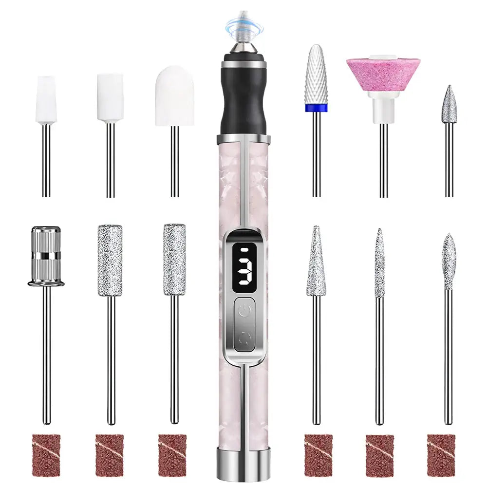 Professional Electric Nail Drill File - 3 Modes, Display & 12 Drills, Portable Manicure Pedicure Polishing Grinding Machine Kit from PriceLows™