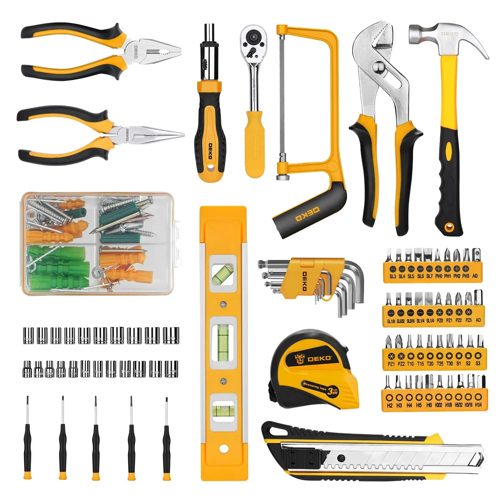 DEKO 228Pieces Socket Wrench Auto Repair Tool Combination Package Mixed Tool Set Hand Tool Kit with Plastic Toolbox Storage Case from PriceLows™