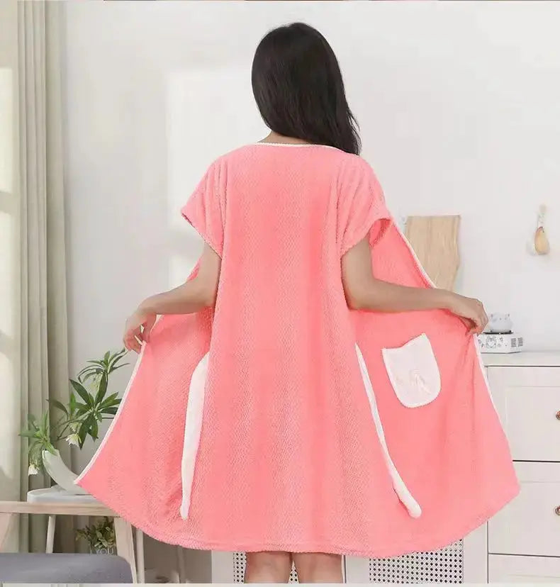 Women's Bathrobe | Coral Fleece | Soft Absorbent | Adult Size