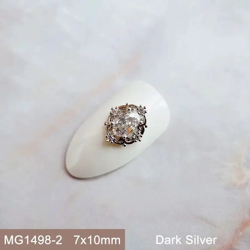 10pcs Pink Black Blue Oval Drop Round Zircon Bright Silver Nails Jewelry Decorations Nail Art Accessories Charms Parts Supplies from PriceLows™