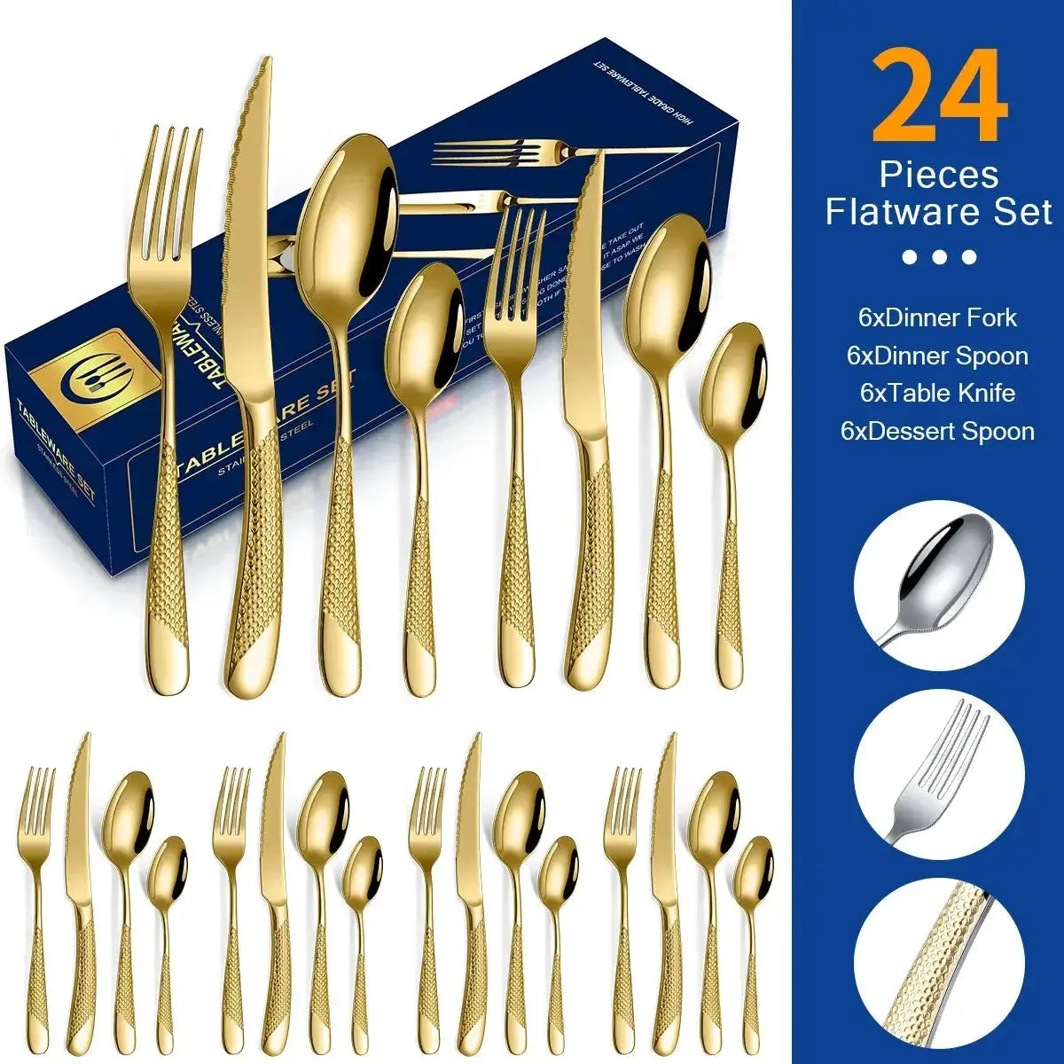 Kitchen Cutlery Sets Stainless Flatware Mirror Polished Design for Parties Birthdays Weddings Can give to Friends and Relatives from PriceLows™