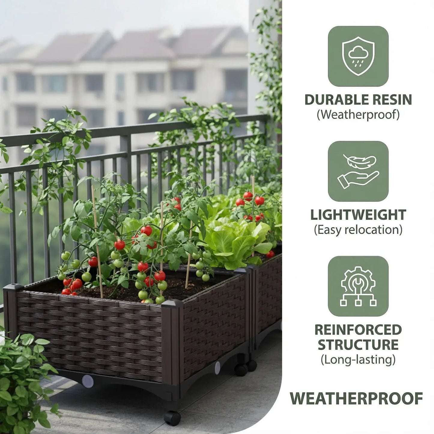 Elevated Garden Box with Drainage Plug Standing Planter Beds for Vegetables Flower from PriceLows™