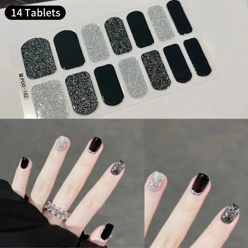 Full Cover Nail Stickers Fashion Nail Polish Nail Decoration Sparkling Glitter Self Adhesive Manicure Designer Nail Art Sticker from PriceLows™