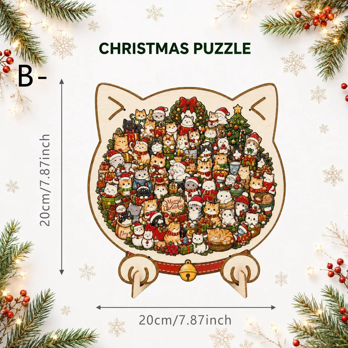 Cat Shaped Wooden Puzzle | Jigsaw Art | Holiday Gifting