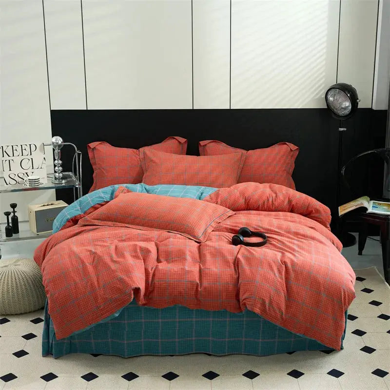 Duvet Cover | 100% Cotton | Plaid Style | 160X210 And 220X240